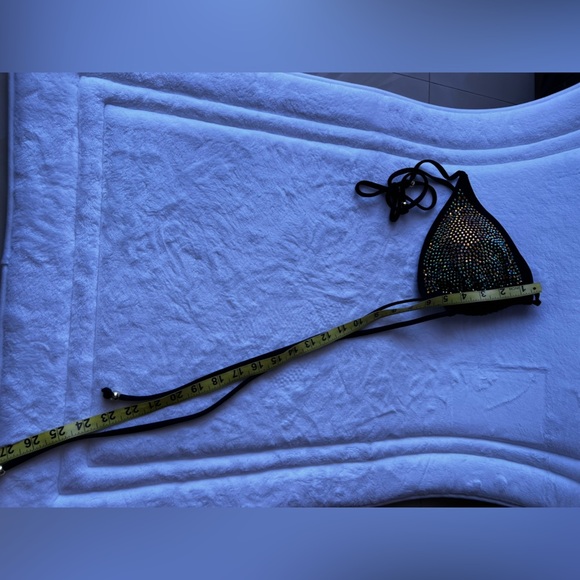 Red kiss  Rhinestone Bra top size L nylon Spandex Elastic - Picture 12 of 16